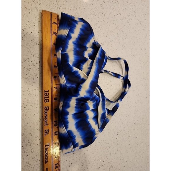 Athleta Bikini Top 34 B/c Swimwear Blue White Tie Dye Underwire - Picture 2 of 5